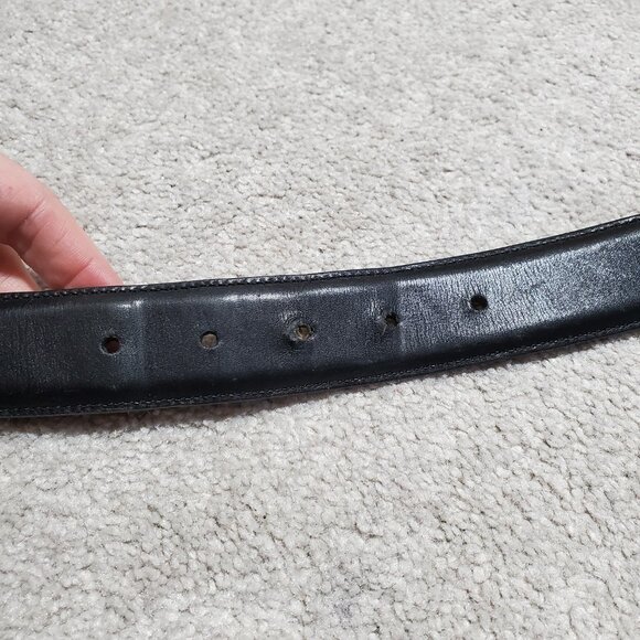 ALLEN EDMONDS & GEOFFREY BEENE Calfskin Leather Belt Black Brown Silver Men's 38 - Picture 3 of 9